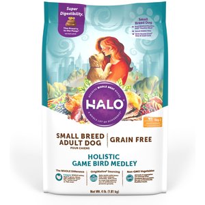 Halo Holistic Game Bird Medley Small Breed Dog Food Recipe Dry Dog Food Bag, 4-lb bag 