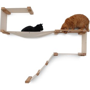 CatastrophiCreations Play Wall Mounted Activity Cat Tree Shelf Set, Natural