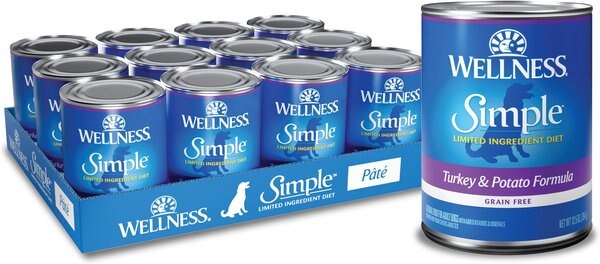 Wellness Simple Limited Ingredient Diet Grain-Free Turkey & Potato Formula Canned Dog Food, 12.5-oz, case of 12 slide 1 of 9