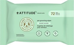 ATTITUDE Pet Grooming Unscented Dog & Cat Grooming Wipes, 72 count