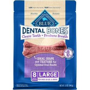 Blue Buffalo Dental Bones All Natural Rawhide-Free Large Dental Dog Treats, 8 count
