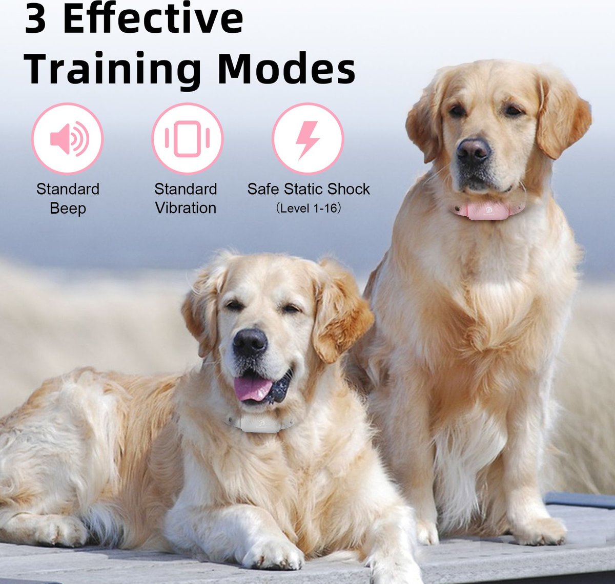 BOUSNIC Remote Dog Training eCollar, Pink, 2 count