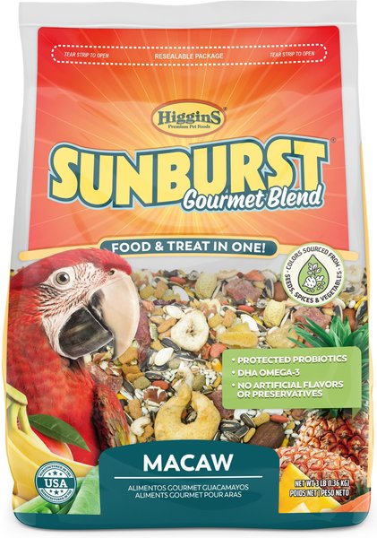 Higgins Sunburst Gourmet Blend Birdseed & Nuts Macaw Bird Food, 3-lb bag  slide 1 of 2