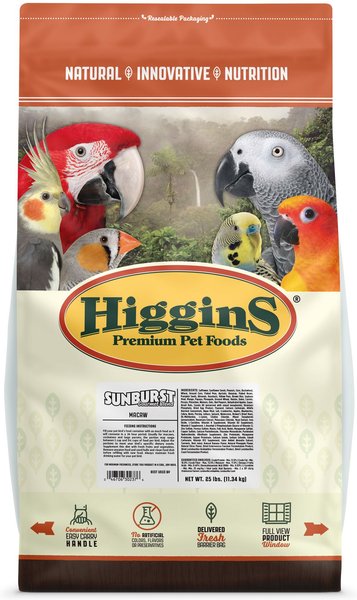 Higgins Sunburst Gourmet Blend Birdseed & Nuts Macaw Bird Food, 25-lb bag  slide 1 of 5