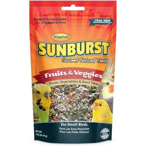 Higgins Sunburst Gourmet Treats Dried Fruits & Veggies Small Cockaiel & Canary Bird Treats, 3-oz bag