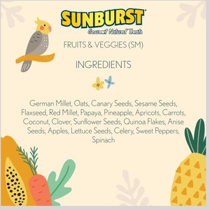 Higgins Sunburst Gourmet Treats Dried Fruits & Veggies Small Cockaiel & Canary Bird Treats, 3-oz bag