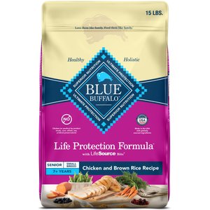 Blue Buffalo Life Protection Formula Small Breed Senior Chicken & Brown Rice Recipe Dry Dog Food, 15-lb bag