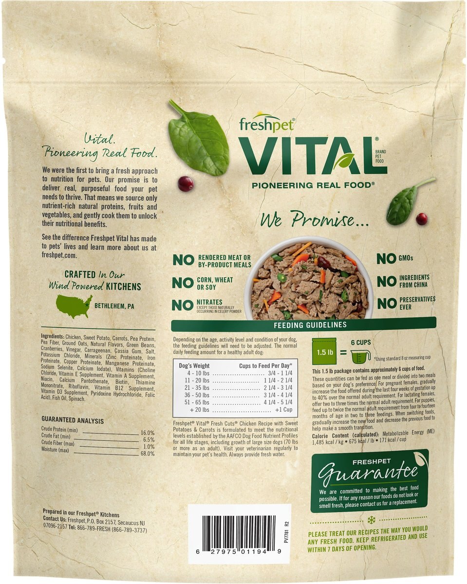 FRESHPET Vital Fresh Cuts Chicken Recipe Fresh Dog Food, 1.5lb bag