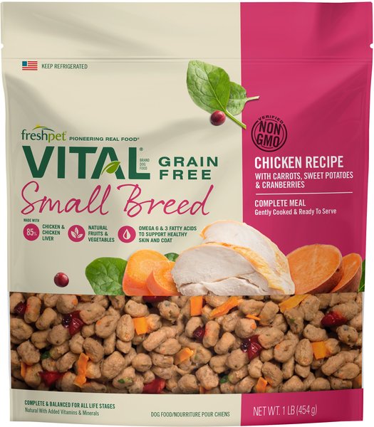 Freshpet Vital Chicken Recipe Grain-Free Small Breed Fresh Dog Food, 1-lb bag, case of 6 slide 1 of 10