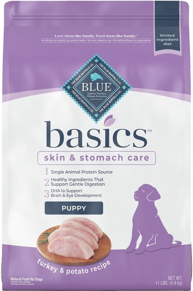 Blue Buffalo Basics Skin & Stomach Care Turkey & Potato Recipe Puppy Dry Dog Food, 11-lb bag slide 1 of 10