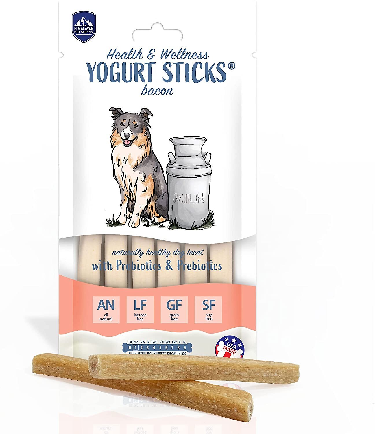HIMALAYAN PET SUPPLY Yogurt Sticks Bacon Flavor Dog Treats, 4.8oz bag