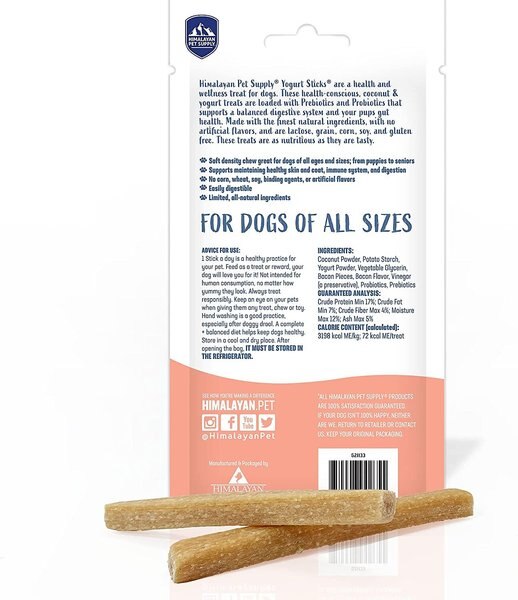 Himalayan Pet Supply Yogurt Sticks Bacon Flavor Dog Treats, 4.8-oz bag