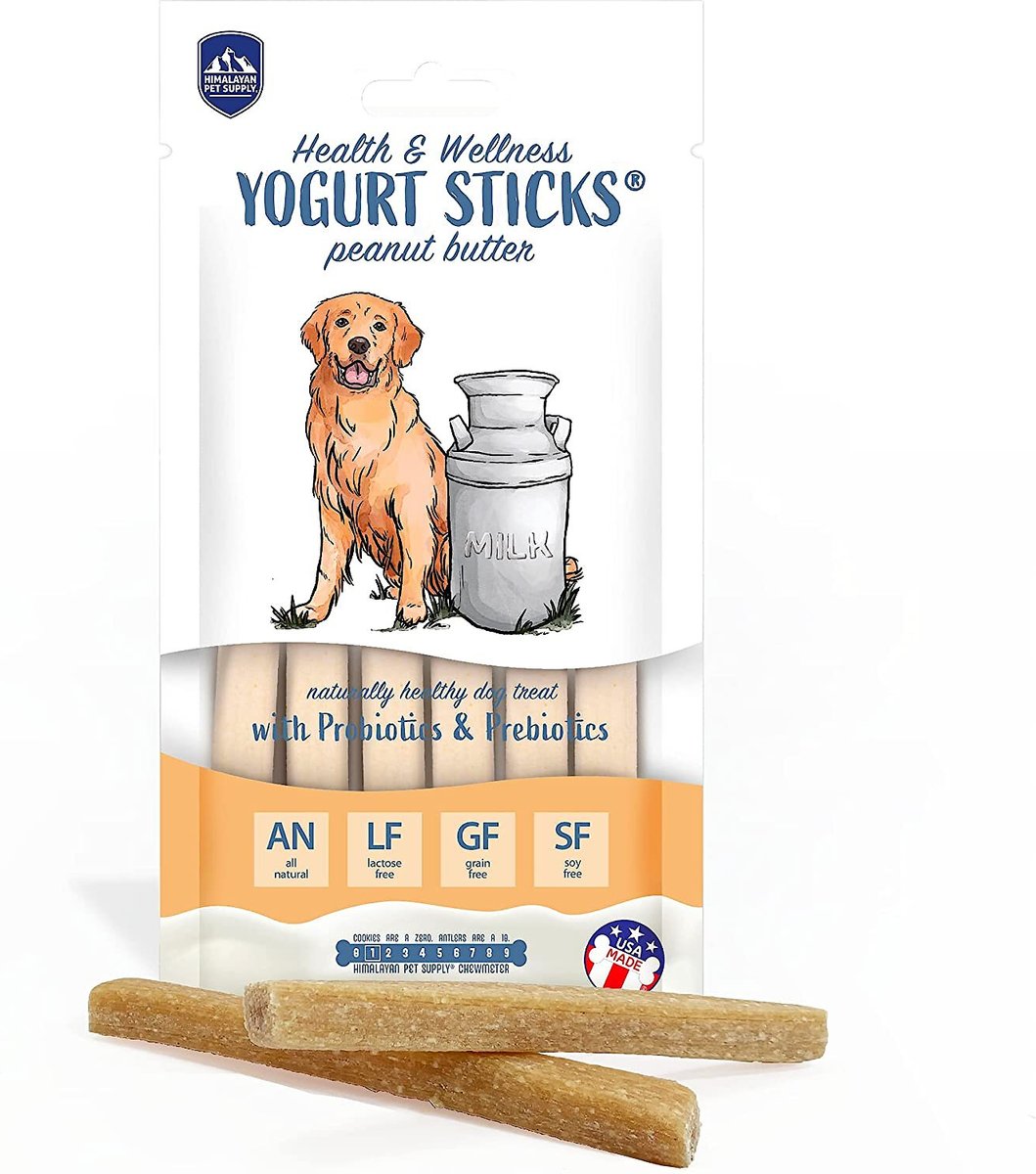 Dog treats with top yogurt and peanut butter