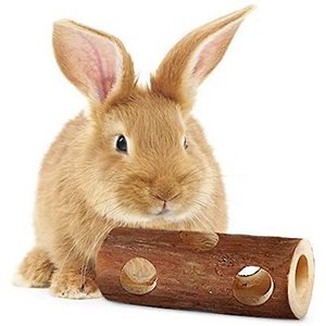 SunGrow Rabbit & Gerbil Chew Dwarf Hamster Hideout & Play Tunnel Wooden Log, 8-in