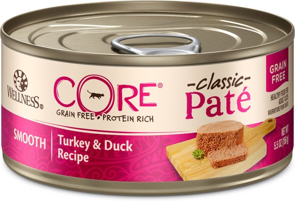 Wellness CORE Natural Grain-Free Turkey & Duck Pate Canned Cat Food, 5.5-oz, case of 24 slide 1 of 8