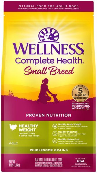 WELLNESS Small Breed Complete Health Adult Healthy Weight Turkey Brown Rice Recipe Dry Dog Food 4 lb bag Chewy