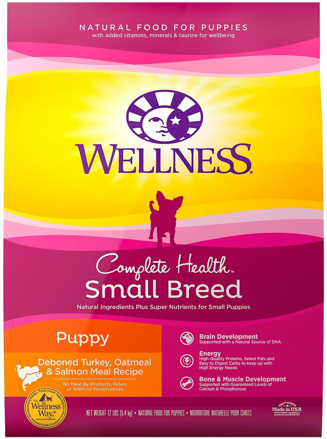 WELLNESS Small Breed Complete Health Puppy Turkey, Oatmeal & Salmon ...