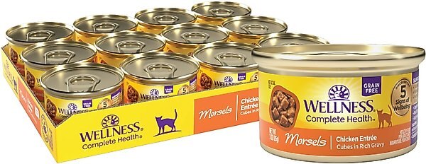 Wellness Morsels Chicken Entree Grain-Free Canned Cat Food, 3-oz, case of 24 slide 1 of 7