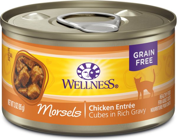 Wellness Morsels Chicken Entree Grain-Free Canned Cat Food, 3-oz, case of 24 slide 1 of 9
