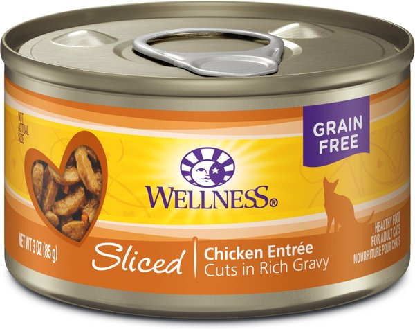 Wellness Sliced Chicken Entree Grain-Free Canned Cat Food, 3-oz, case of 24 slide 1 of 7