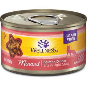 Wellness Complete Health Natural Minced Salmon Dinner Grain-Free Canned Cat Food, 3-oz, case of 24