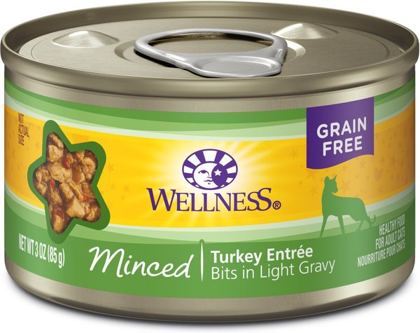 Wellness Minced Turkey Entree Grain-Free Canned Cat Food, 3-oz, case of 24 slide 1 of 7