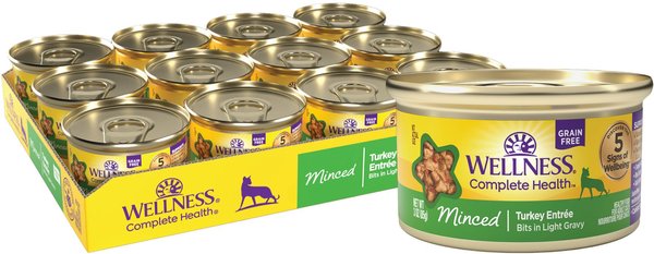Wellness Minced Turkey Entree Grain-Free Canned Cat Food, 3-oz, case of 24 slide 1 of 9