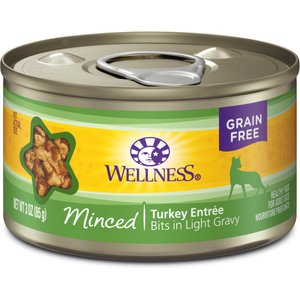 Wellness Minced Turkey Entree Grain-Free Canned Cat Food, 3-oz, case of 24