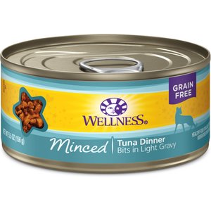 Wellness Minced Tuna Dinner Grain-Free Canned Cat Food, 5.5-oz, case of 24