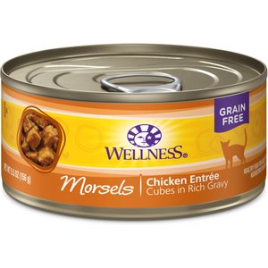 Wellness Morsels Chicken Entree Grain-Free Canned Cat Food, 5.5-oz, case of 24