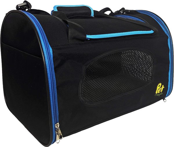 Pet Magasin Foldable Soft Dog Carrier, Black & Blue slide 1 of 7