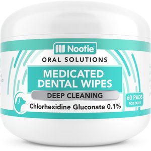 Nootie Oral Solutions Medicated Dog Dental Wipes, 60 Count