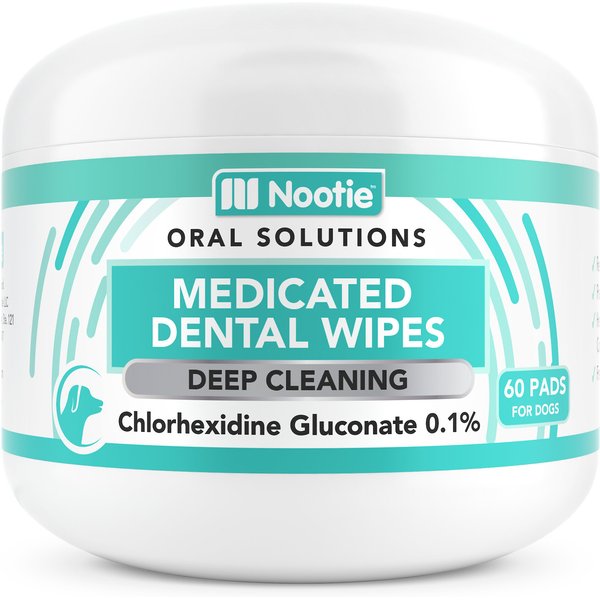 NOOTIE Oral Solutions Medicated Dog Dental Wipes, 60 Count