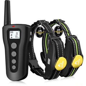 PATPET NFC ID Pet Tag & 1000-ft Remote Dog Training Collar, Black, 2 count