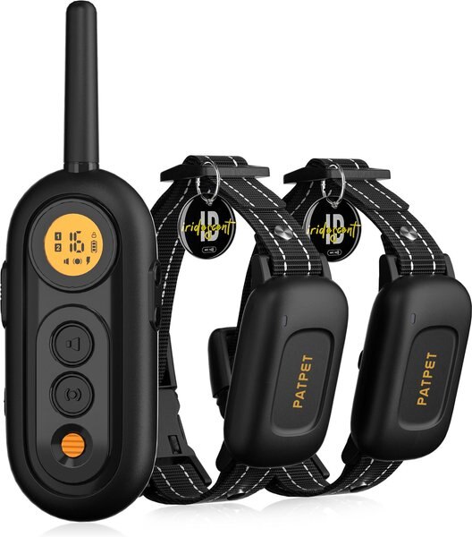 PATPET NFC ID Pet Tag & Lightweight Remote Dog Training Electric Collar, Black, 2 count slide 1 of 8