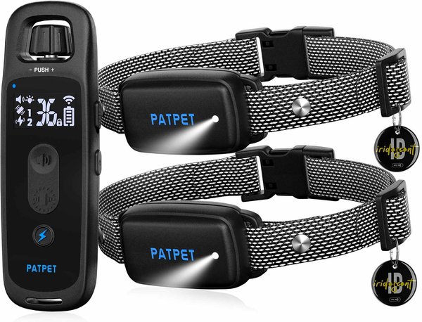 PATPET NFC Pet ID Tag & LED 2000-ft Remote Dog Bark Training Collar, Black, 2 count slide 1 of 8