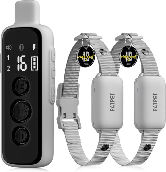 PATPET NFC Pet ID Tag & P651 1000-ft Vibration & Beep Remote Dog Training Collar, Gray, 2 count