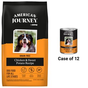 American Journey Chicken Recipe Grain-Free Canned Dog Food + Chicken & Sweet Potato Recipe Dry Food