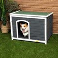 Wooden Outdoor Dog House with Flip-Top, Grey