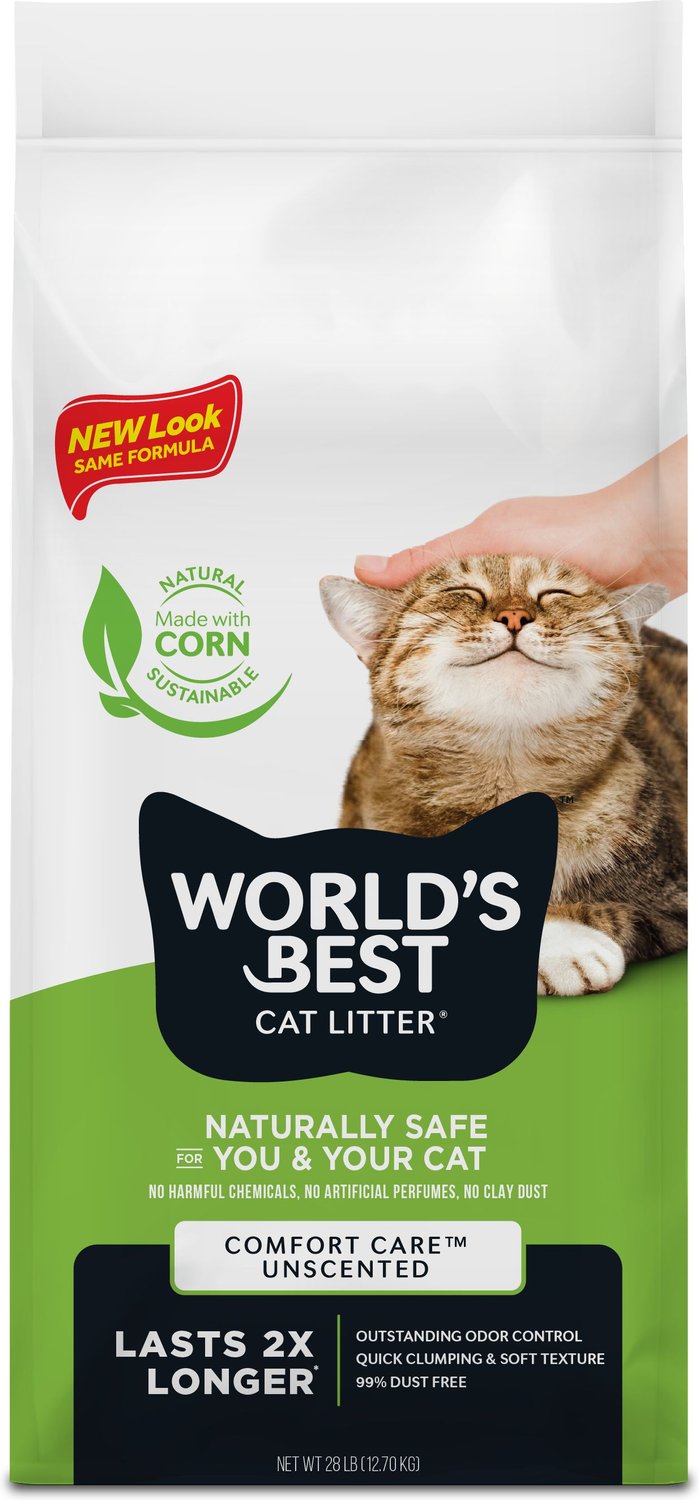 WORLD'S BEST Unscented Clumping Corn Cat Litter, 28lb bag
