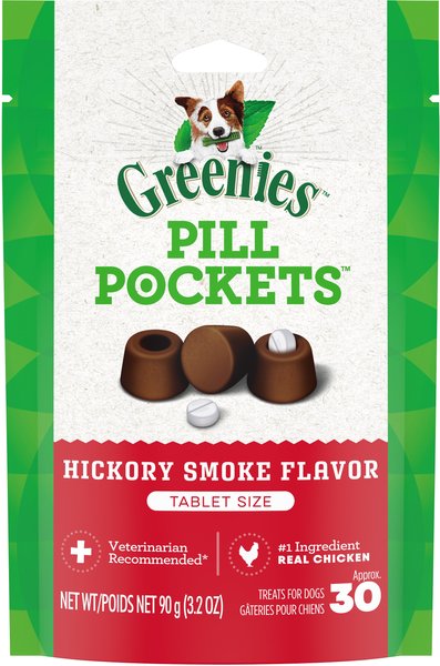 Greenies Pill Pockets Canine Hickory Smoke Flavor Dog Treats, Tablet Size, 30 count slide 1 of 10