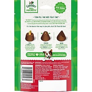 Greenies Pill Pockets Canine Hickory Smoke Flavor Dog Treats, Capsule Size, 30 count
