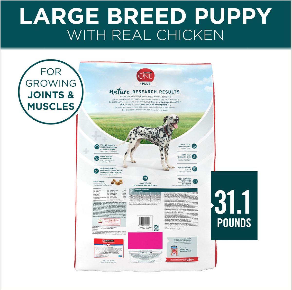 Purina one large breed puppy feeding chart best sale