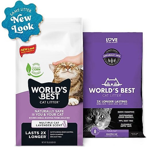 World's Best Lavender Scented Clumping Corn Cat Litter, 28-lb bag
