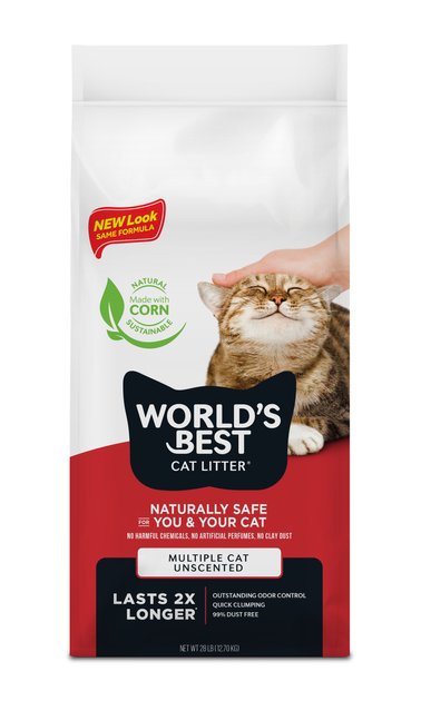 WORLD'S BEST Multi-Cat Unscented Clumping Corn Cat Litter, 28-lb bag ...