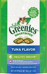 Greenies Feline SmartBites Healthy Indoor Natural Tuna Flavor Soft & Crunchy Adult Cat Treats, 2.1-oz bag