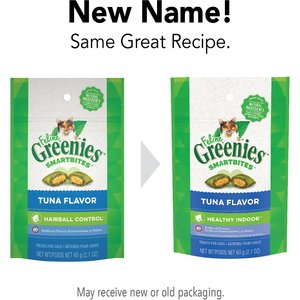 Greenies Feline SmartBites Healthy Indoor Natural Tuna Flavor Soft & Crunchy Adult Cat Treats, 2.1-oz bag