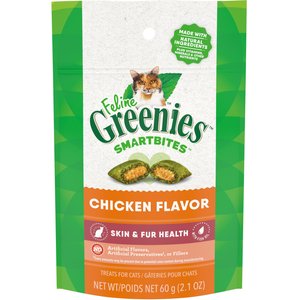 Greenies Feline SmartBites Healthy Skin & Fur Chicken Flavor Cat Treats, 2.1-oz bag