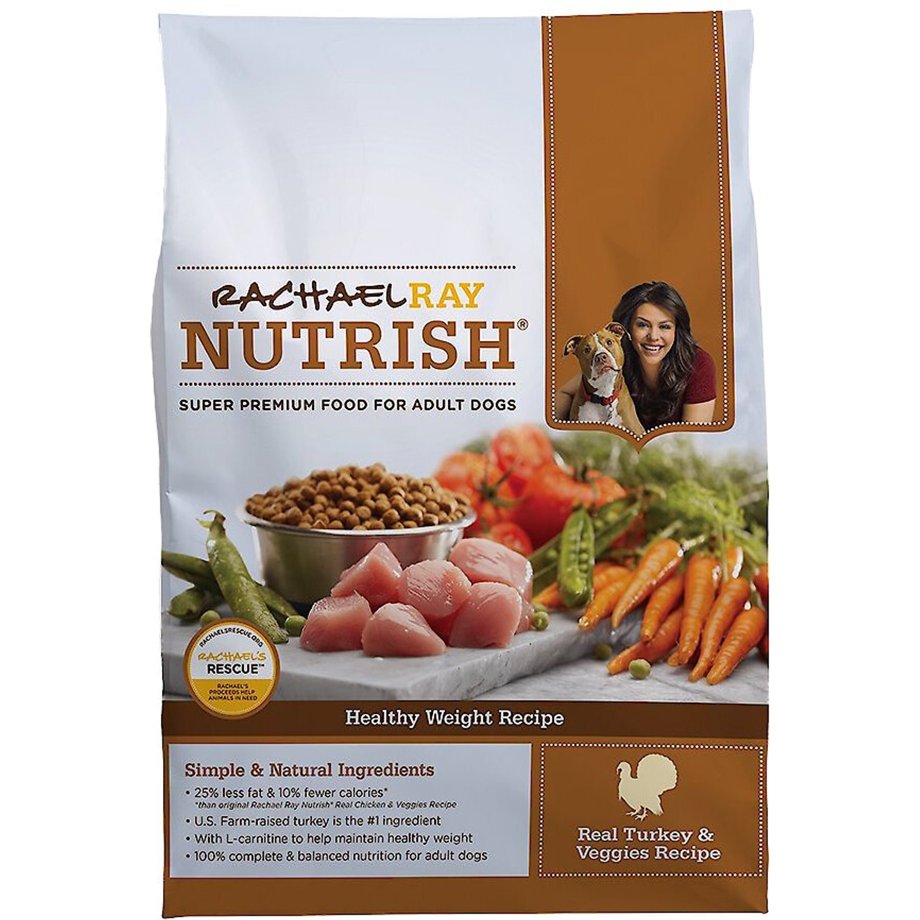 Discontinued RACHAEL RAY NUTRISH Healthy Weight Natural Turkey Veggies Recipe Dry Dog Food 28 lb bag Chewy