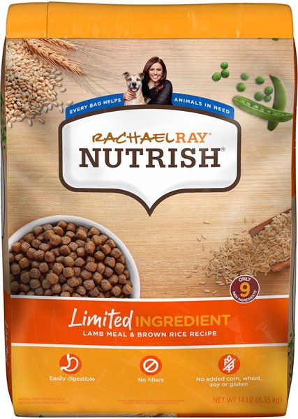 Rachael Ray Nutrish Limited Ingredient Lamb Meal & Brown Rice Recipe Dry Dog Food, 14-lb bag slide 1 of 10